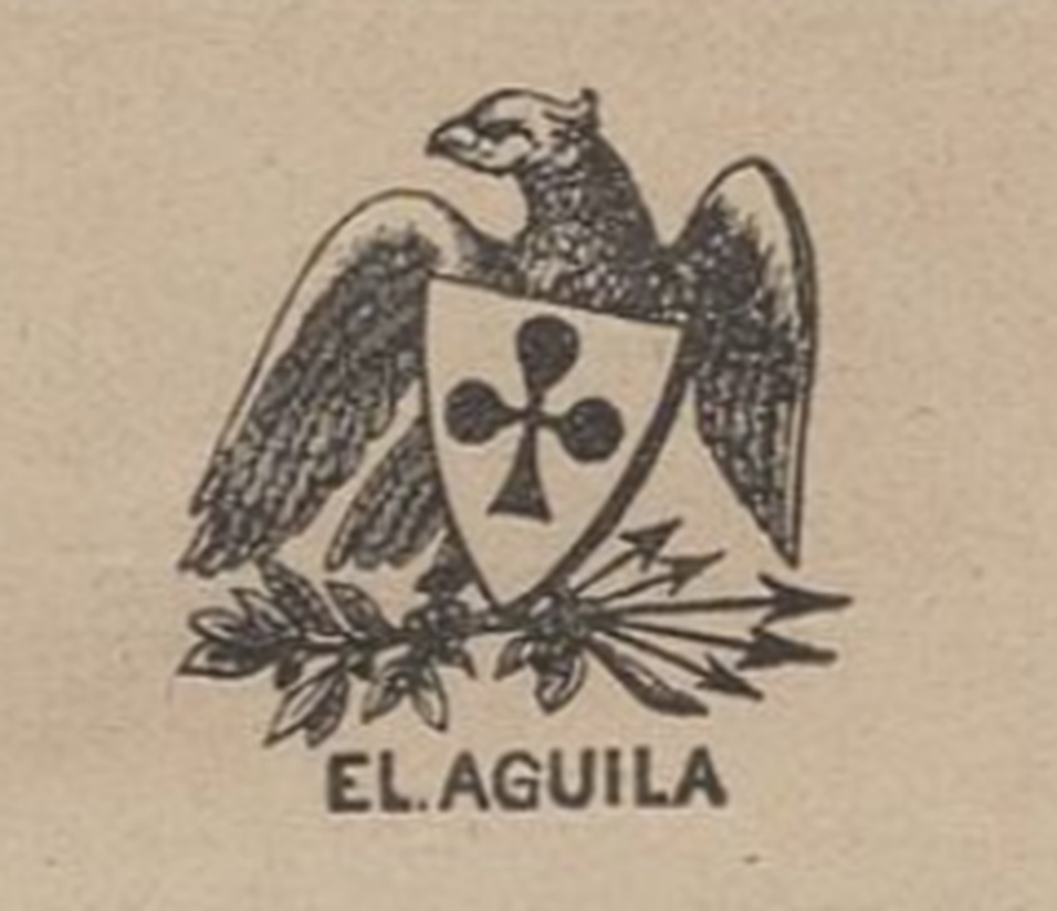 The registered El Aguila mark: an eagle holding a shield with a quatrefoil, an olive branch and arrows
