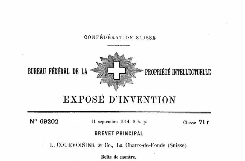 Front page of Swiss patent 69202, brevet principal, L. Courvoisier & Co, La Chaux-de-Fonds