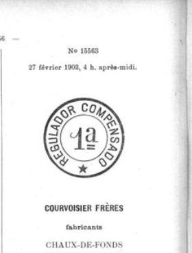 Register entry for the mark Regulador Compensado, Courvoisier Frères, 1903
